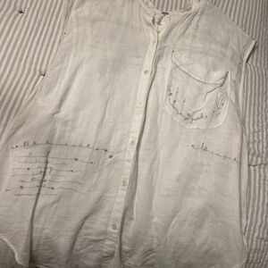 Free People sleeveless top with detailed embroidery